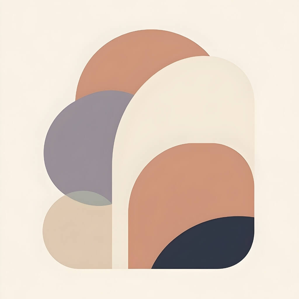 Earthy tones abstract pastel artwork with overlapping smooth organic shapes