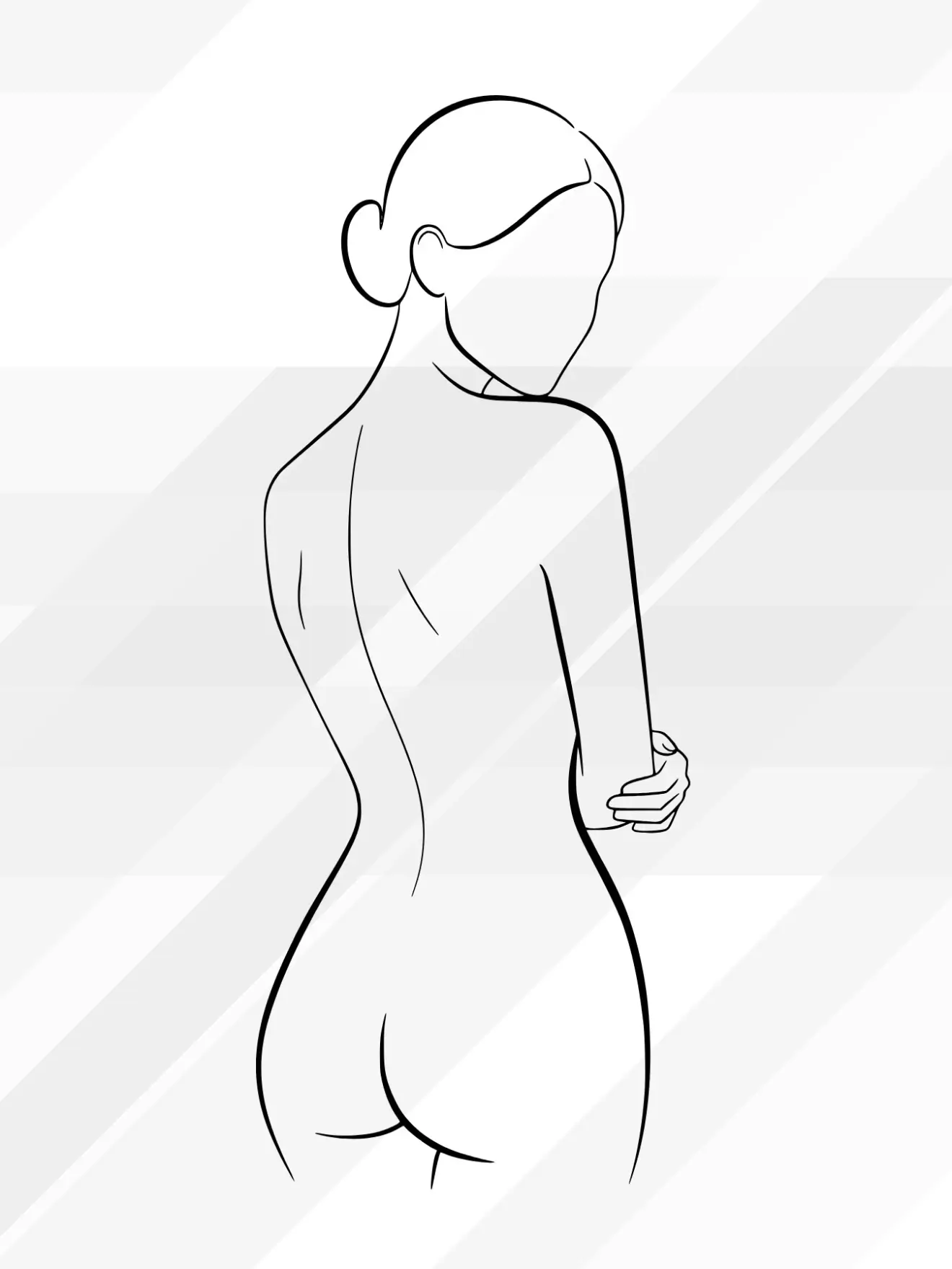 Minimalist female outline silhouette created as scalable SVG vector artwork with clean geometric lines inspired by Nordic simplicity.